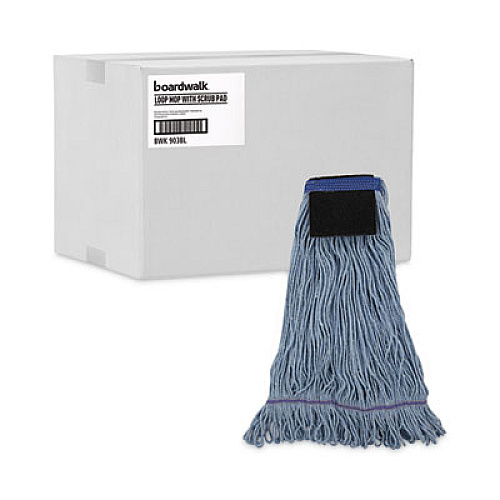 Boardwalk Mop Head, Loop-End, Cotton with Scrub Pad, Large, 12/Carton (903BL)