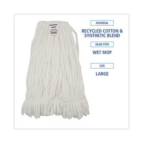 Boardwalk Mop Head, Looped, Enviro Clean With Tailband, Cotton/Synthetic, Large, White, 12/Carton (8003)