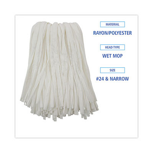 Boardwalk Nonwoven Cut End Edge Mop, Rayon/Polyester, #24, White, 12/Carton (BW2024)