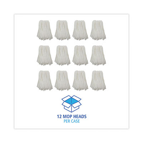 Boardwalk Nonwoven Cut End Edge Mop, Rayon/Polyester, #24, White, 12/Carton (BW2024)