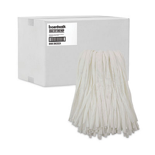 Boardwalk Nonwoven Cut End Edge Mop, Rayon/Polyester, #24, White, 12/Carton (BW2024)
