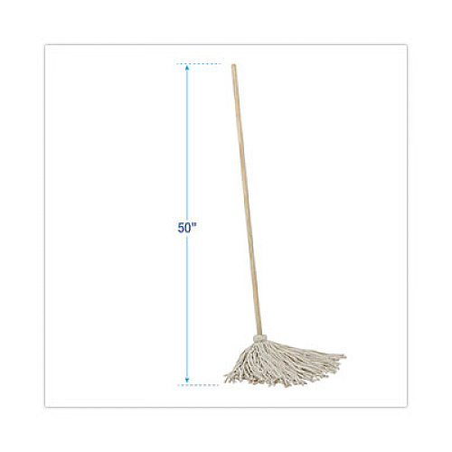 Boardwalk Cotton Deck Mop, #24 White Cotton Head, 50" Wood Handle, 6/Carton (CD50024S)