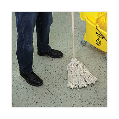 Boardwalk Cotton Deck Mop, #24 White Cotton Head, 50" Wood Handle, 6/Carton (CD50024S)