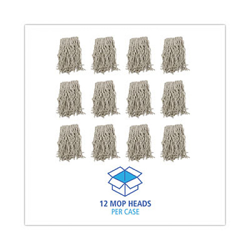 Boardwalk Mop Head, Cotton, Cut-End, White, 4-Ply, #16 Band, 12/Carton (CM02016S)
