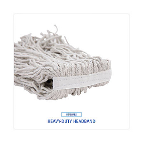 Boardwalk Banded Mop Head, Cotton, Cut-End, White, 16 oz, 12/Carton (CM20016)