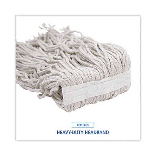 Boardwalk Banded Cotton Mop Heads, 24 oz, White, 12/Carton (CM20024)