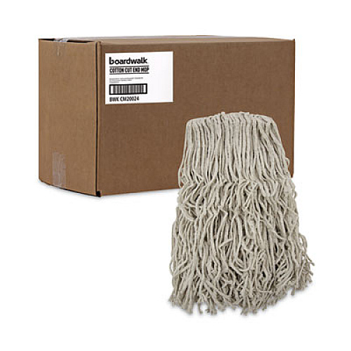 Boardwalk Banded Cotton Mop Heads, 24 oz, White, 12/Carton (CM20024)