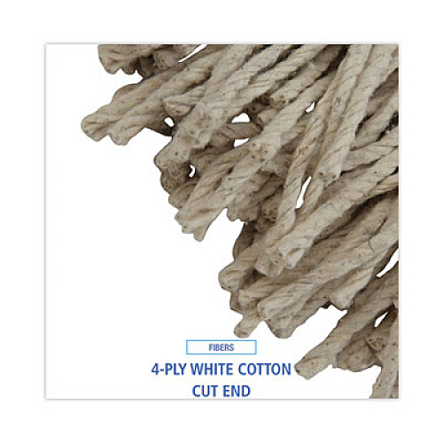 Boardwalk Mop Head, Cotton, Cut-End, White, 4-Ply, 32 oz, 12/Carton (CM20032)