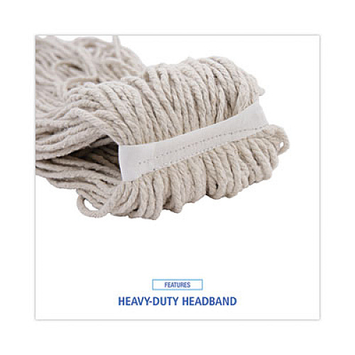 Boardwalk Mop Head, Cotton, Cut-End, White, 4-Ply, 32 oz, 12/Carton (CM20032)