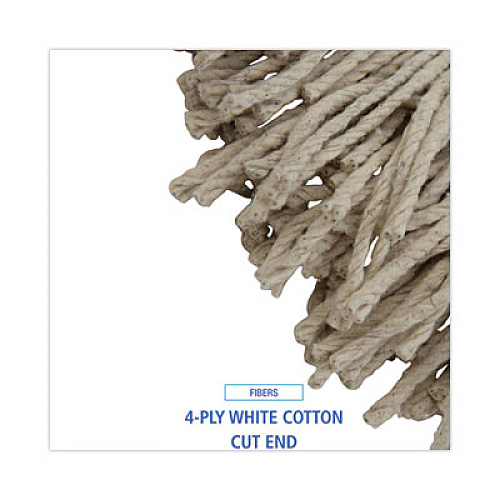 Boardwalk Mop Head, Lie-Flat Head, Cotton Fiber, 24 oz., White, 12/Carton (CM22024)