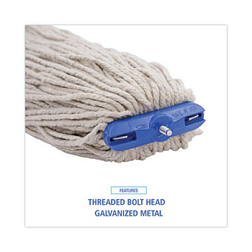 Boardwalk Mop Head, Lie-Flat Head, Cotton Fiber, 24 oz., White, 12/Carton (CM22024)