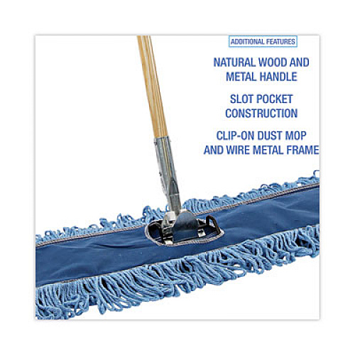 Boardwalk Dry Mopping Kit, 36 x 5 Blue Blended Synthetic Head, 60" Natural Wood/Metal Handle (HL365BSPC)
