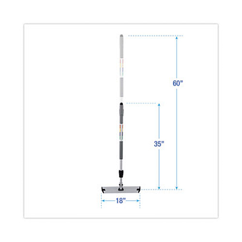 Boardwalk Microfiber Cleaning Kit, 18" Blue/Green Microfiber Head, 35" to 60" Gray Aluminum Handle (MFKIT)
