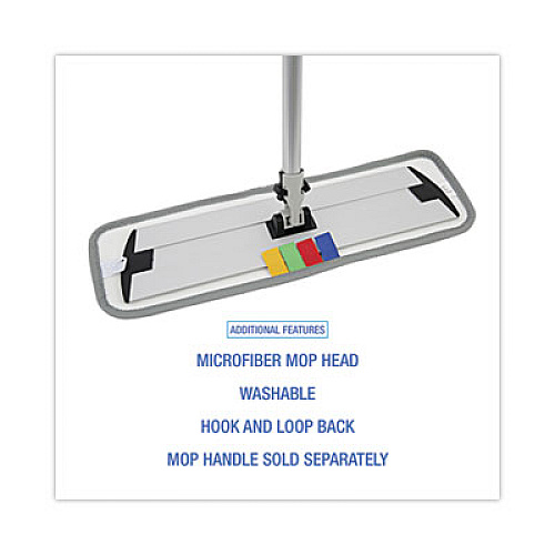 Boardwalk Microfiber Wet Mop Head, Blue, 18 x 5, Split Microfiber, Hook and Loop Back, Dozen (MFM185BCFDZ)