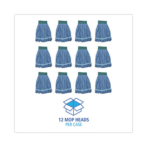 Boardwalk Microfiber Looped-End Wet Mop Heads, Medium, Blue, 12/Carton, 12/Carton (MWTMBCT)