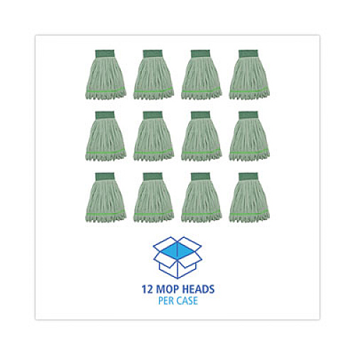Boardwalk Microfiber Looped-End Wet Mop Heads, Medium, Green, 12/Carton (MWTMGCT)