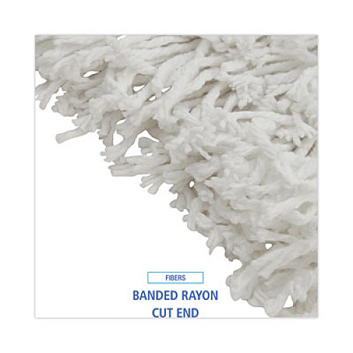 Boardwalk Banded Rayon Cut-End Mop Heads, #24, White, 1.25" Headband, 12/Carton (RM03024S)