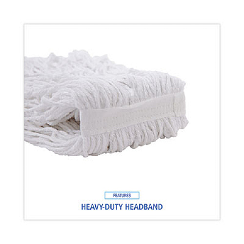 Boardwalk Banded Rayon Cut-End Mop Heads, #24, White, 1.25" Headband, 12/Carton (RM03024S)