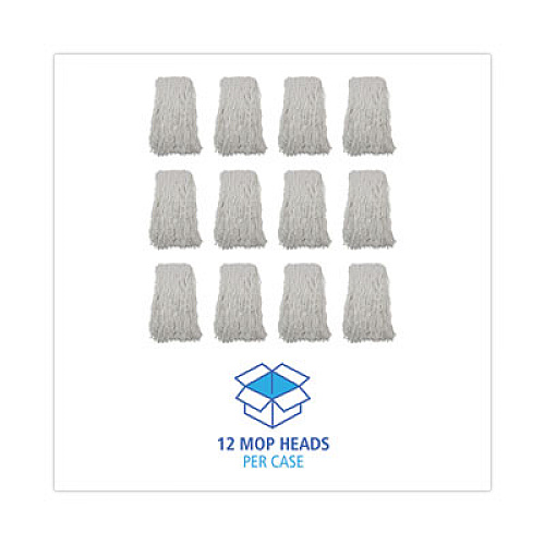 Boardwalk Banded Rayon Cut-End Mop Heads, #24, White, 1.25" Headband, 12/Carton (RM03024S)