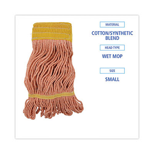 Boardwalk Super Loop Wet Mop Head, Cotton/Synthetic Fiber, 5" Headband, Small Size, Orange, 12/Carton (501OR)