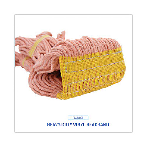 Boardwalk Super Loop Wet Mop Head, Cotton/Synthetic Fiber, 5" Headband, Small Size, Orange, 12/Carton (501OR)