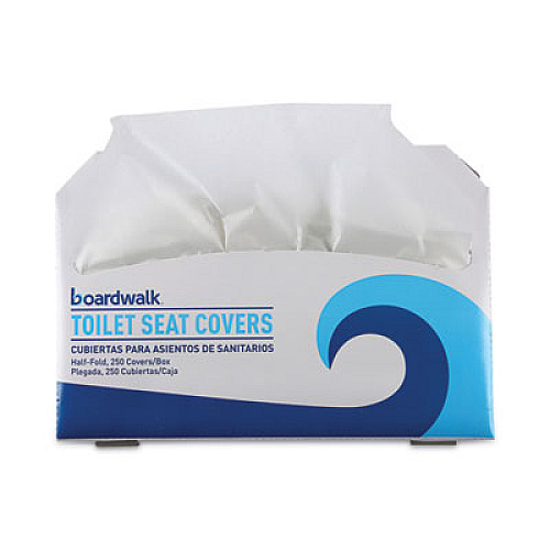 Boardwalk Premium Half-Fold Toilet Seat Covers, 14.17 x 16.73, White, 250/Sleeve, 4 Sleeves/Carton (K1000B)