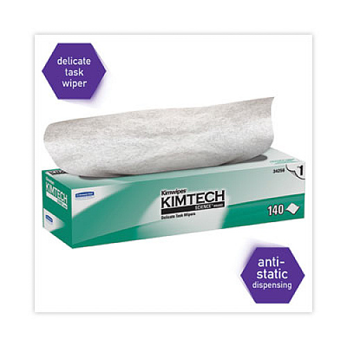 Kimtech Kimwipes Delicate Task Wipers, 1-Ply, 14.7 x 16.6, Unscented, White, 144/Box (34256BX)