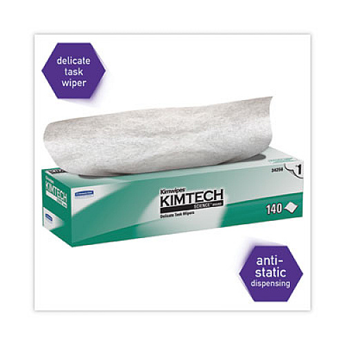 Kimtech Kimwipes Delicate Task Wipers, 1-Ply, 14.7 x 16.6, Unscented, White, 144/Box, 15 Boxes/Carton (34256CT)