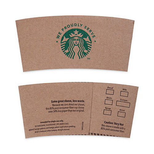 Starbucks Cup Sleeves, Fits 12, 16, 20 oz Hot Cups, Kraft, 1,380/Carton (11020575)