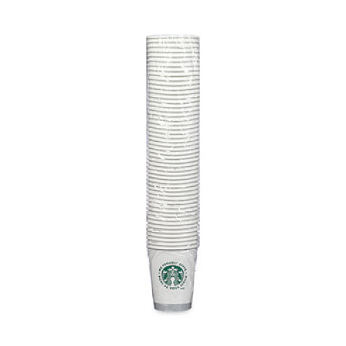 Hot Cups, 12 oz, Paper, White with Green Starbucks Logo, 1,000/Carton (11098806)