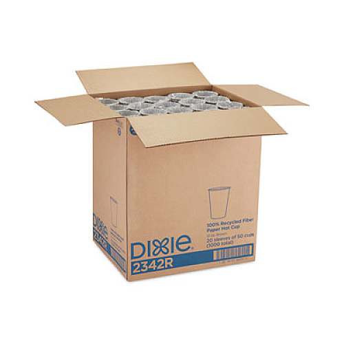 Dixie EcoSmart Recycled Fiber Hot/Cold Cups, 12 oz, Paper, Kraft/Green, 50/Sleeve, 20 Sleeves/Carton (2342R)