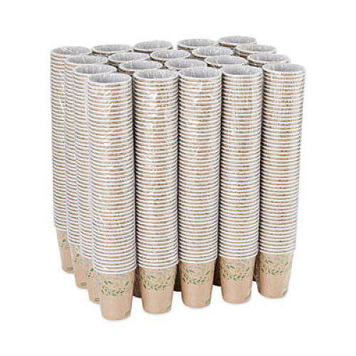 Dixie EcoSmart Recycled Fiber Hot/Cold Cups, 12 oz, Paper, Kraft/Green, 50/Sleeve, 20 Sleeves/Carton (2342R)