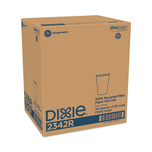 Dixie EcoSmart Recycled Fiber Hot/Cold Cups, 12 oz, Paper, Kraft/Green, 50/Sleeve, 20 Sleeves/Carton (2342R)