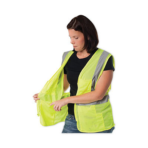 PIP ANSI Class 2 Four Pocket Zipper Safety Vest, Polyester Mesh, 2X-Large, Hi-Viz Lime Yellow (302MVGZ4PLY2)