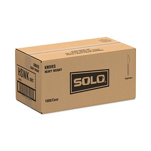 SOLO Impress Heavyweight Full-Length Polystyrene Cutlery, Knife, Plastic, White, 1,000/Carton (HSWK0007)