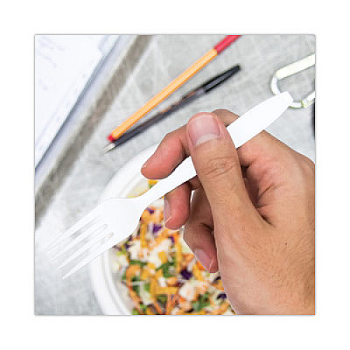 SOLO Impress Heavyweight Full-Length Polystyrene Cutlery, Fork, Plastic, White, 1,000/Carton (HSWF0007)