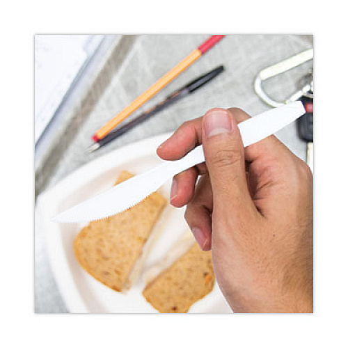 SOLO Impress Heavyweight Full-Length Polystyrene Cutlery, Knife, Plastic, White, 1,000/Carton (HSWK0007)