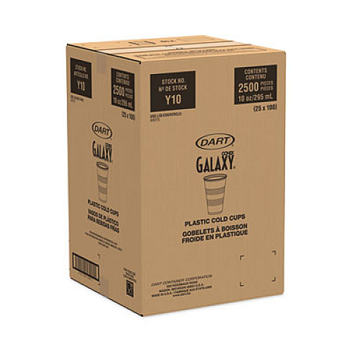 Dart High-Impact Polystyrene Cold Cups, 10 oz, Plastic, Translucent, 100/Sleeve, 25 Sleeves/Carton (Y10)