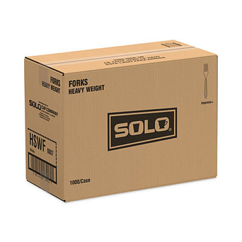 SOLO Impress Heavyweight Full-Length Polystyrene Cutlery, Fork, Plastic, White, 1,000/Carton (HSWF0007)