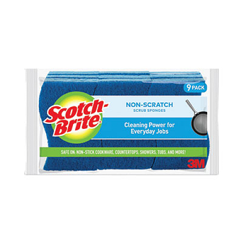 Scotch-Brite Non-Scratch Multi-Purpose Scrub Sponge, 4.4 x 2.6, 0.8" Thick, Blue, 9/Pack (5295)