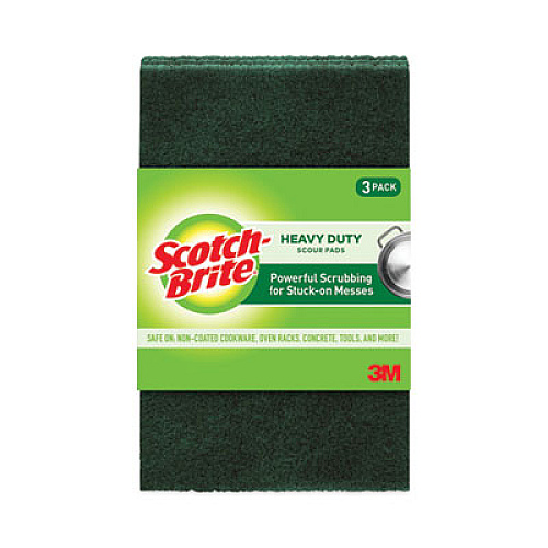 Scotch-Brite Heavy-Duty Scouring Pad, 3.8 x 6, Green, 10/Carton (22310CT)