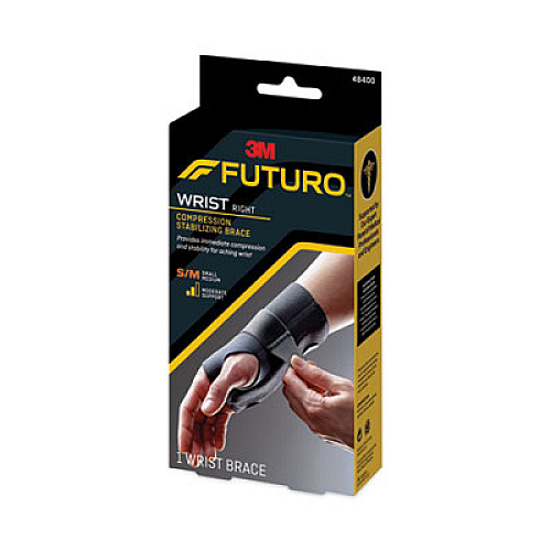 FUTURO Energizing Wrist Support, Small/Medium, Fits Right Wrists 5.5" to 6.75", Black, 12/Carton (48400ENCT)