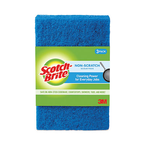 Scotch-Brite Non-Scratch Scour Pads, 3 x 6, Blue, 10/Carton (62310)