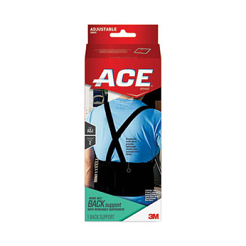 ACE Work Belt with Removable Suspenders, One Size Fits All, Up to 48" Waist Size, Black (208605)