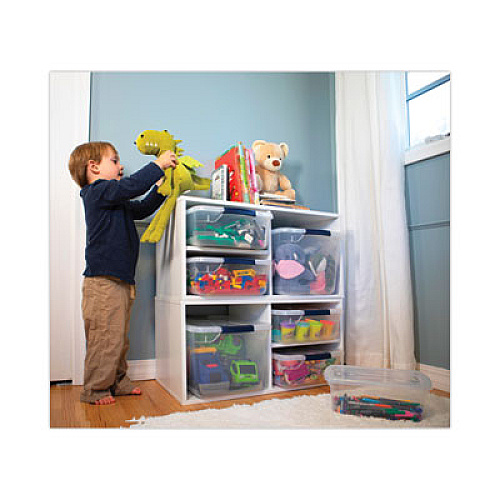 Rubbermaid Clever Store Basic Latch-Lid Container, 7.5 gal, 13.37" x 18.75" x 10.5", Clear (RMCC300014)