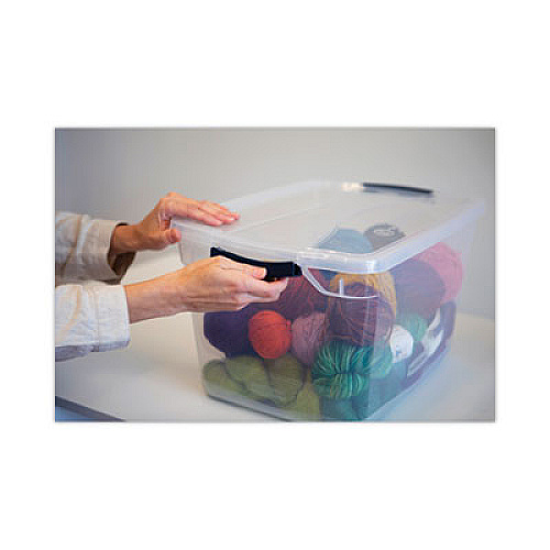Rubbermaid Clever Store Basic Latch-Lid Container, 7.5 gal, 13.37" x 18.75" x 10.5", Clear (RMCC300014)