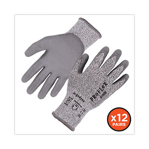 ergodyne ProFlex 7030 ANSI A3 PU Coated CR Gloves, EN388: 4X42C, 9" Long, Medium, Gray, 12 Pairs (10453)