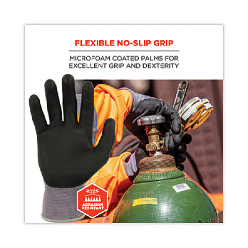 ergodyne ProFlex 7000 Nitrile-Coated Gloves Microfoam Palm, EN388: 4121A, 9" Long, X-Large, Gray, 12 Pairs (10365)