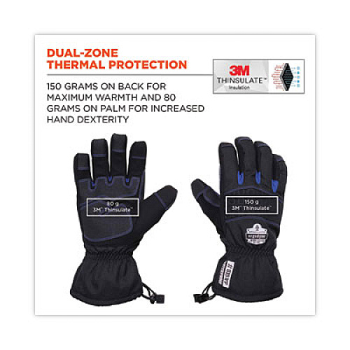 ergodyne ProFlex 819WP Extreme Thermal WP Gloves, EN388: 4222B, 9" Long, X-Large, Black, Pair (17615)