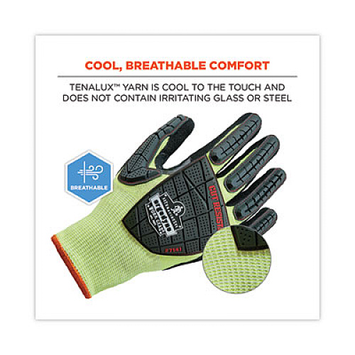ergodyne ProFlex 7141 ANSI A4 DIR Nitrile-Coated CR Gloves, EN388: 4X42DP, 9" Long, X-Large, Lime, 72 Pairs/Carton (17835)